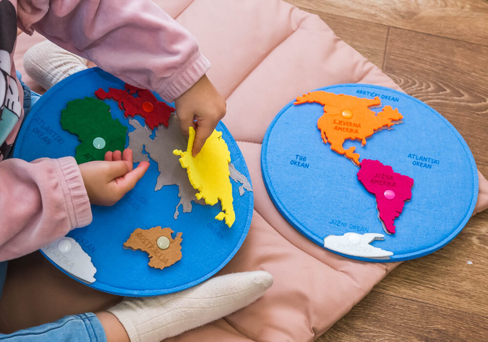 Montessori Karta Svijeta Montessori karta svijeta od filca za djecu